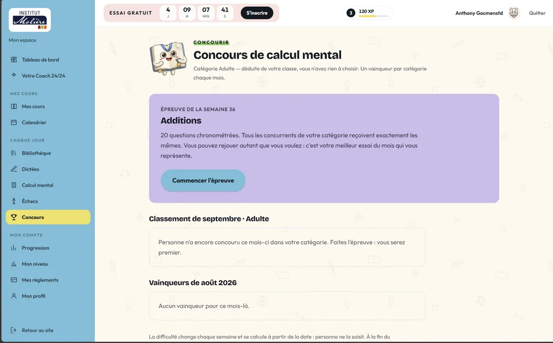 The monthly mental arithmetic contest