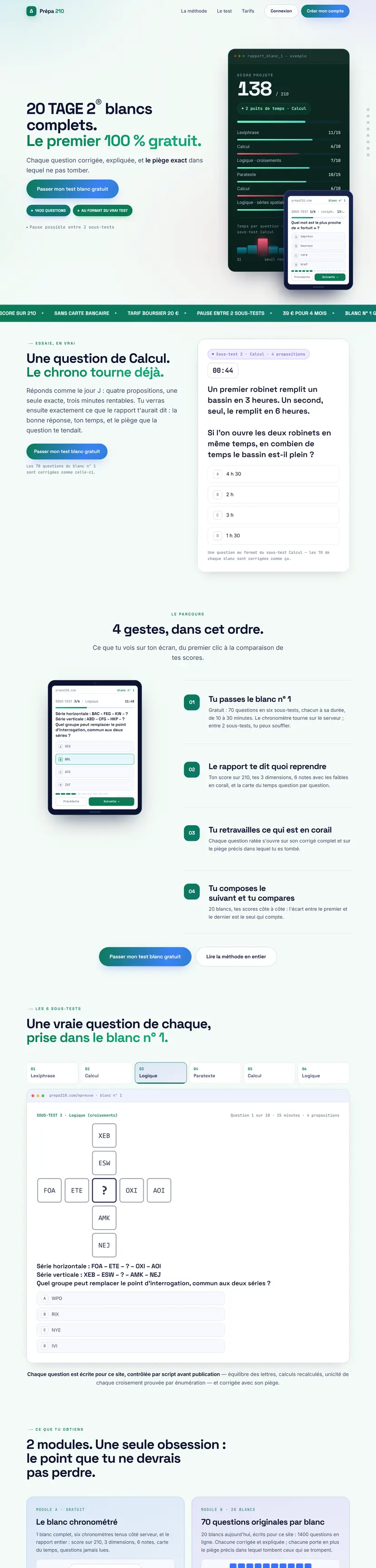The complete Prépa 210 home page
