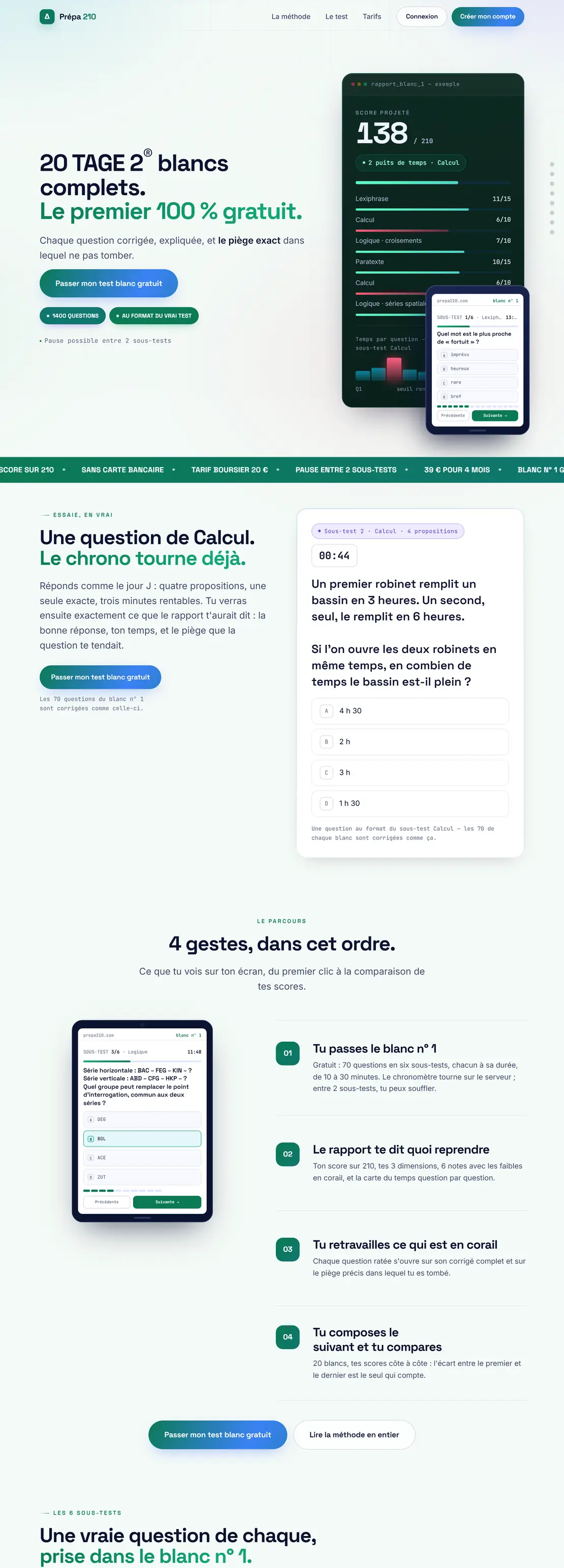 The complete Prépa 210 home page