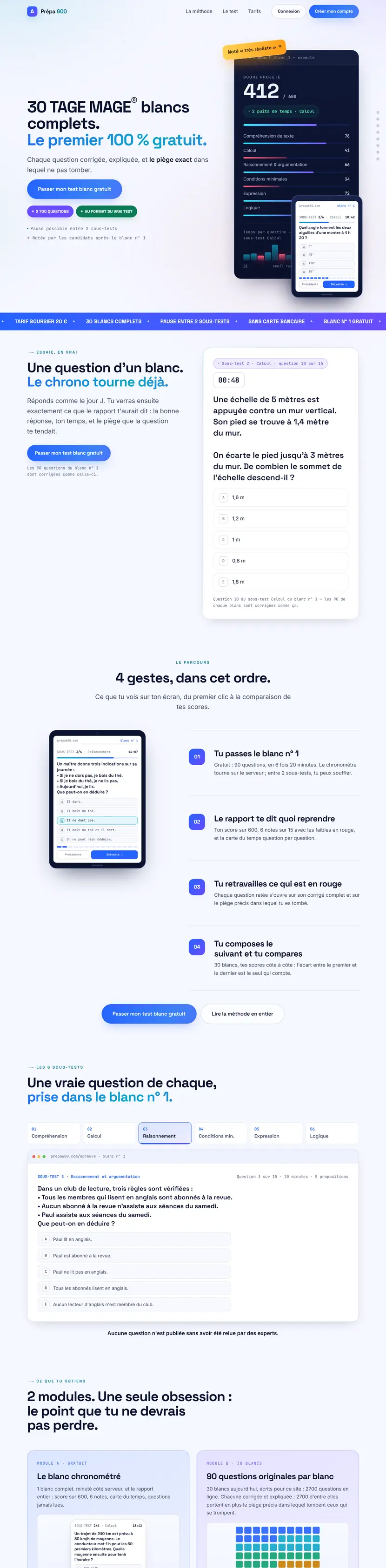The complete Prépa 600 home page