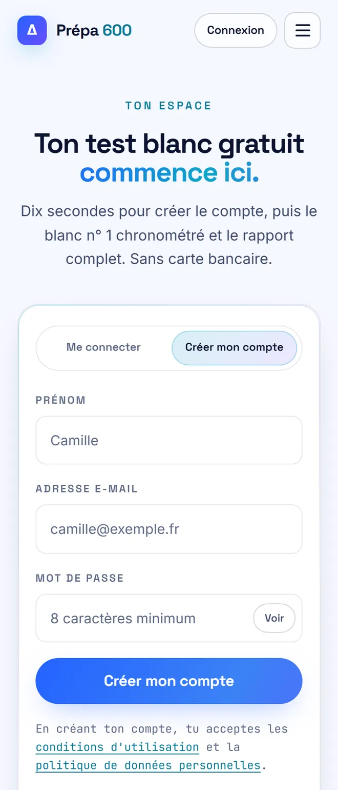 Creating an account: ten seconds, no bank card